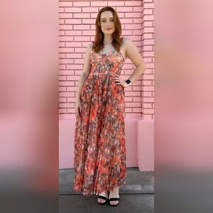 Hutch Vibrant Orange and Pink Smocked Dress